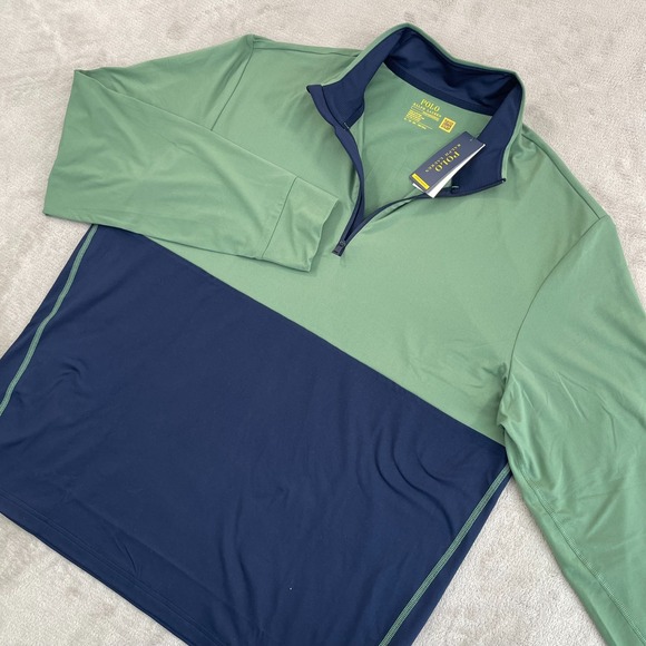 Polo Ralph Lauren Performance Pullover 1/4 Zip Men XL Green & Navy NWT $125